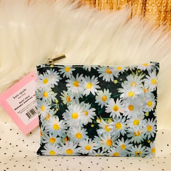 KATE SPADE ♠️ REUSABLE SHOPPING TOTE,DAISY W/POUCH - Picture 2 of 10